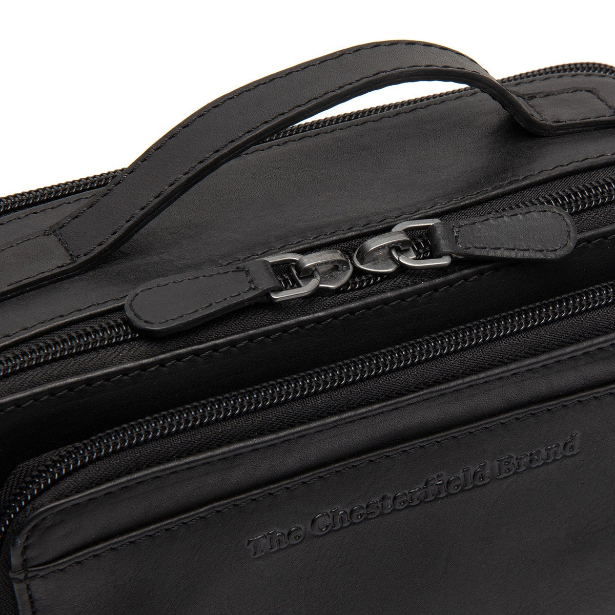 Solid Antique Brass Hardware & Heavy-Duty Dual Zipper Detail on Rovon Full-Grain Leather Crossbody Bag