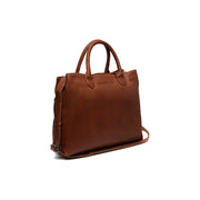 Styled Fit Perspective of Passau Full-Grain Leather Handbag on Model - Natural Daylight Drape