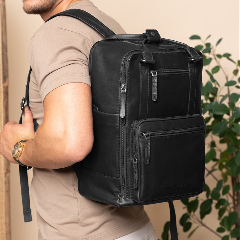 Calden Full-Grain Leather Laptop Backpack женская