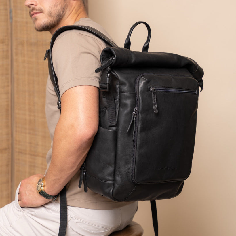Remo Full-Grain Leather Roll-top Backpack женская