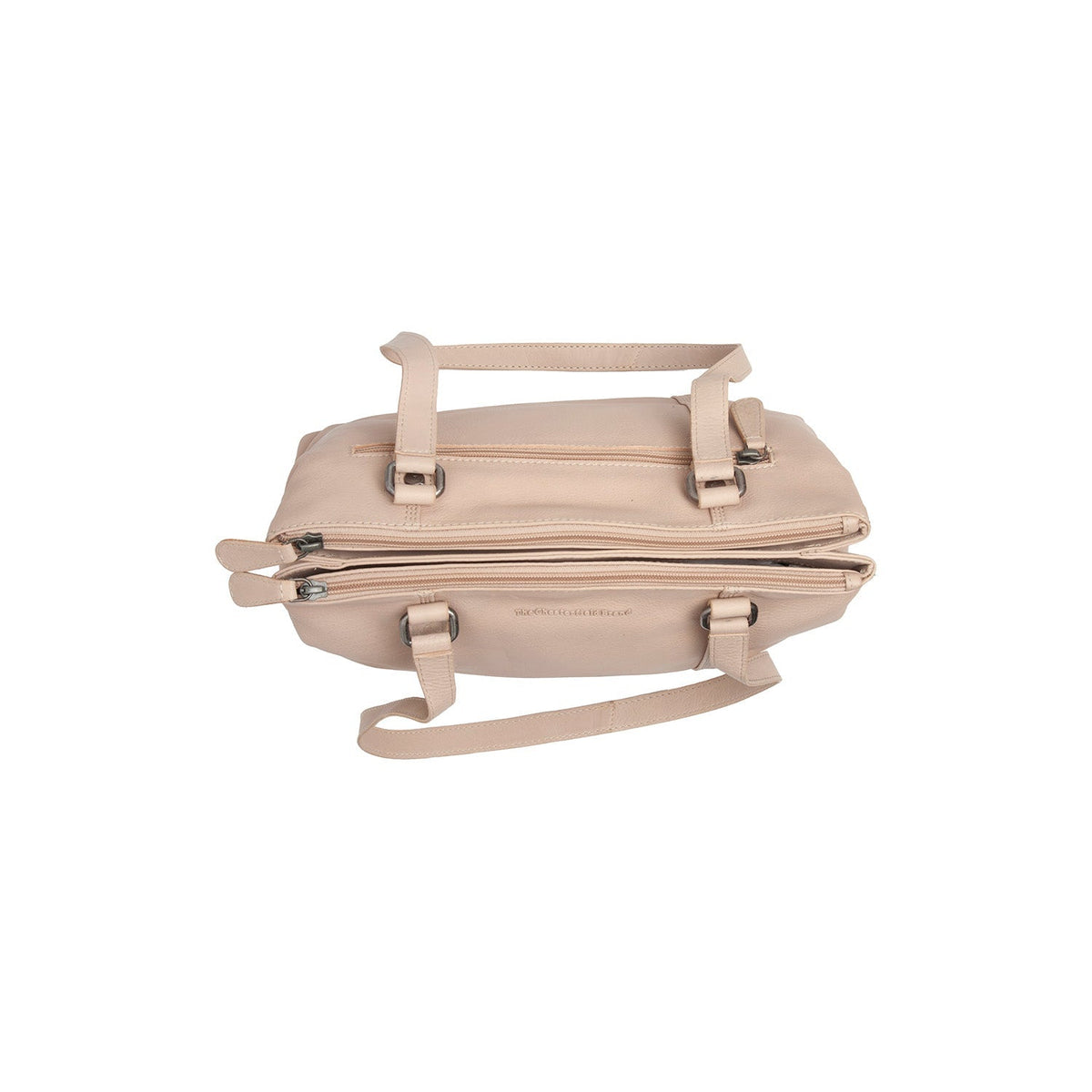 Solid Antique Brass Hardware &amp; Heavy-Duty Dual Zipper Detail on Marvos Full-Grain Leather Shoulder Bag