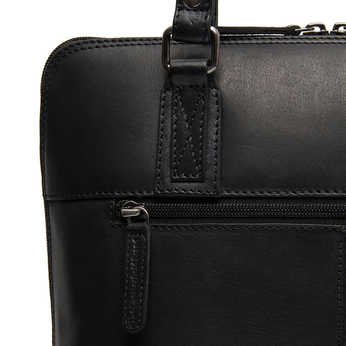 Viamonte Full-Grain Leather Shoulder Bag - Structured Side Profile Showing Gusset Depth &amp; Expansion Capacity