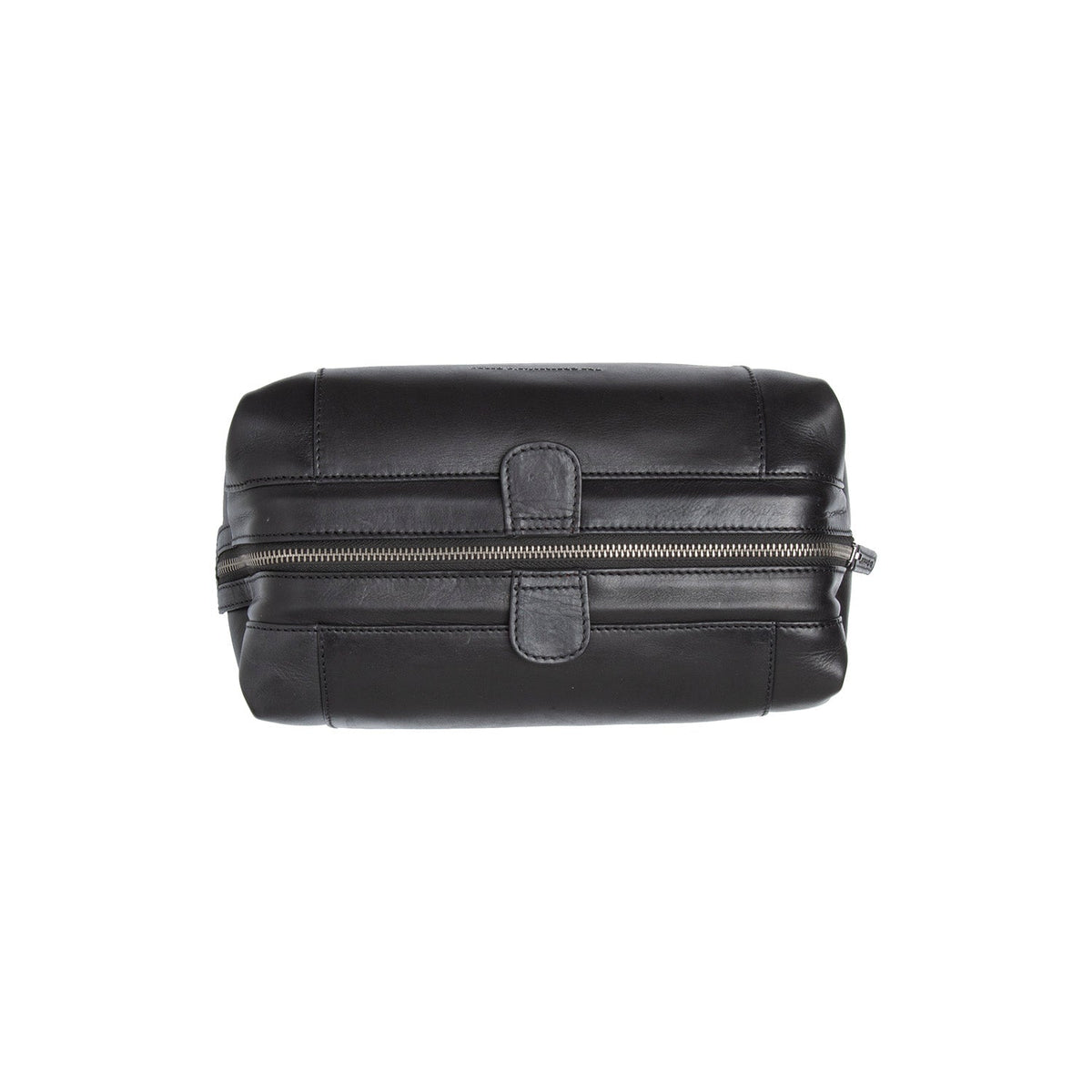 Biassa Full-Grain Leather Toiletry Bag - Lateral Side Profile View Showing Sleeve Cut &amp; Athletic Taper Fit