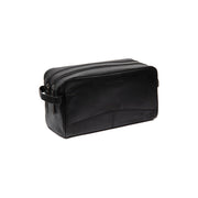 Stefan Full-Grain Leather Toiletry Bag in Classic 100% Full-Grain Leather - Front Profile View &amp; Tailored Silhouette | Buy Online