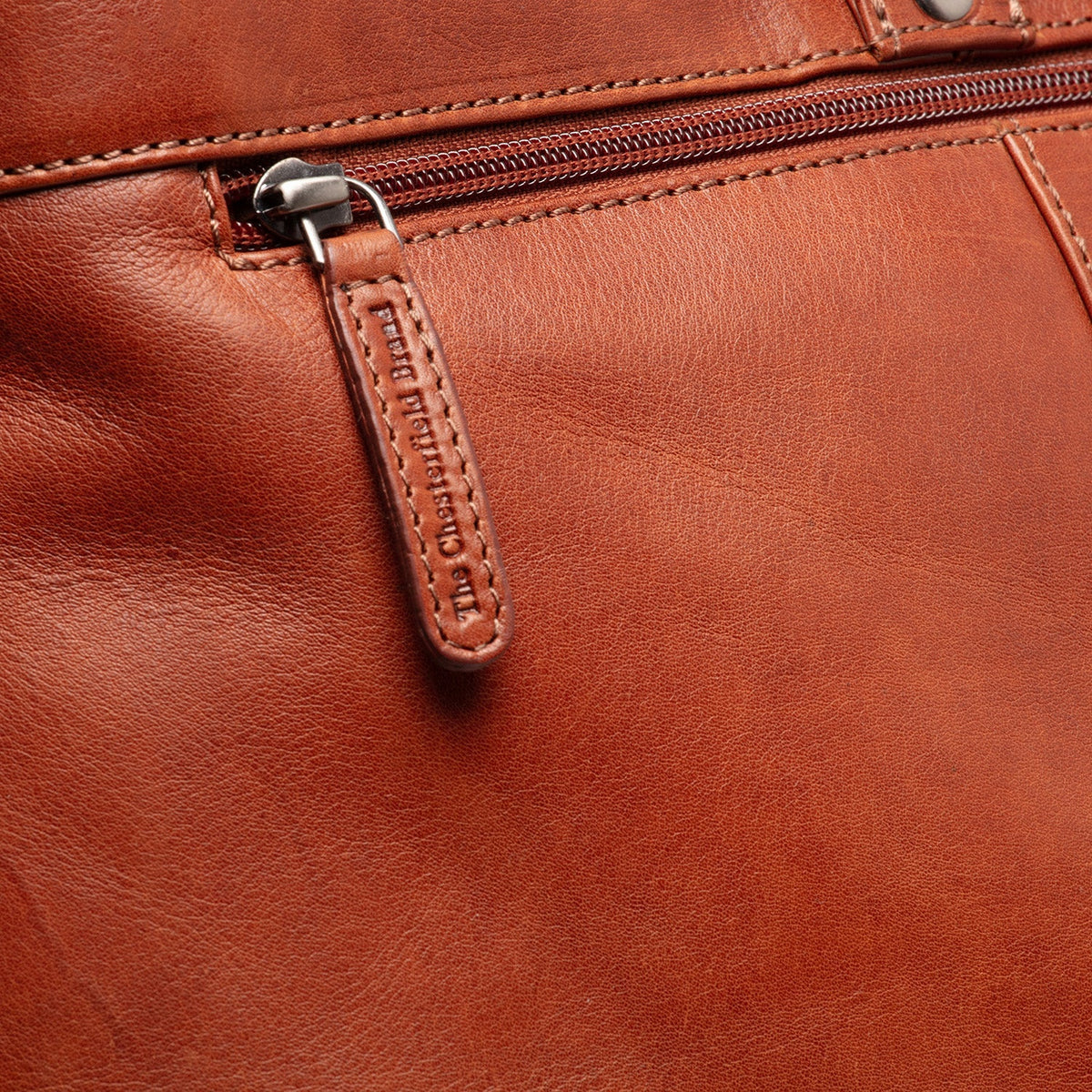 
Cognac Leather Weekender Bag Lazio, detail view 5