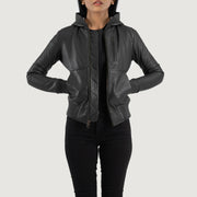 
Luna Hooded Кожаный бомбер для Женщин – alternate product view 1