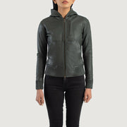 
Luna Hooded Кожаный бомбер для Женщин – alternate product view 4