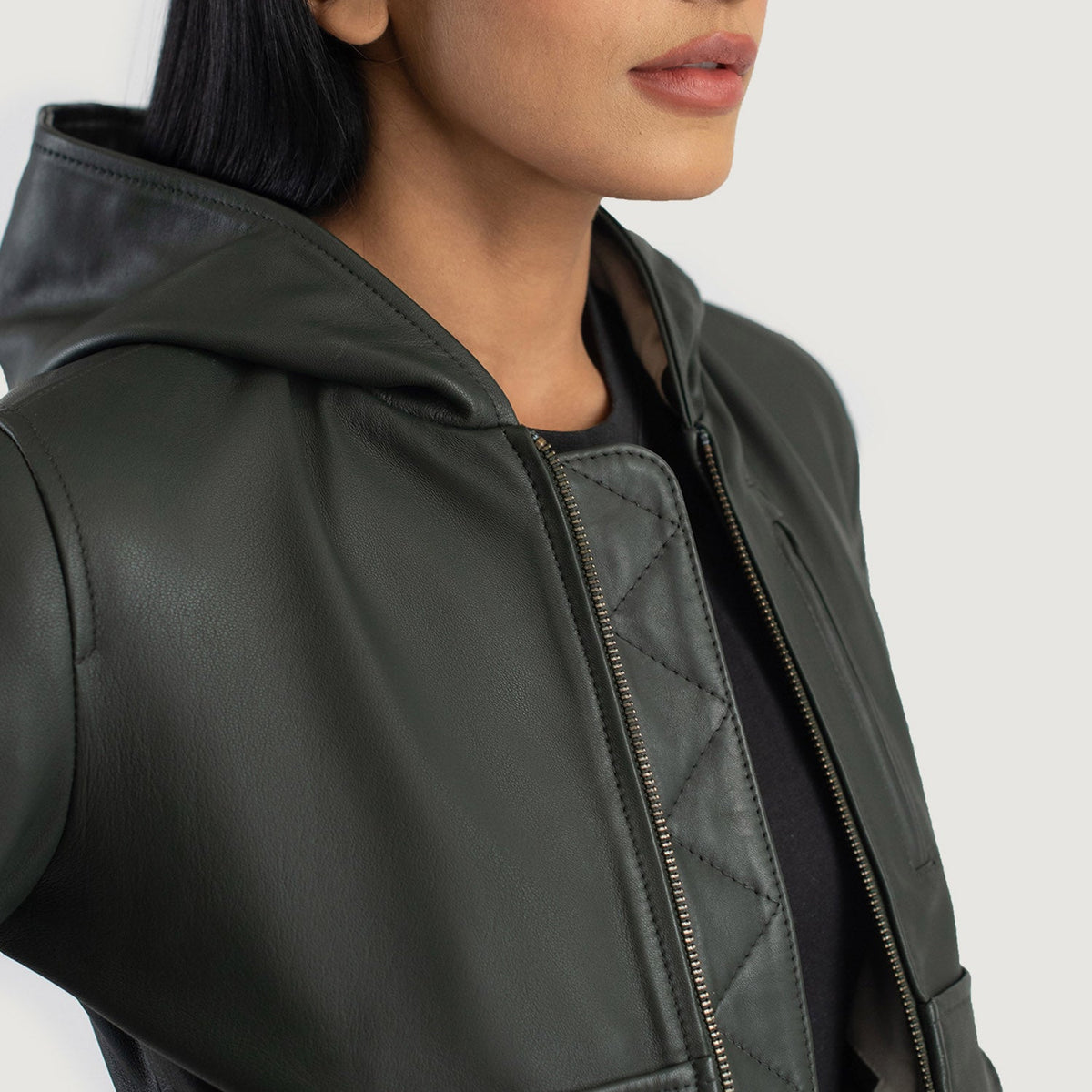
Luna Hooded Кожаный бомбер для Женщин – alternate product view 6