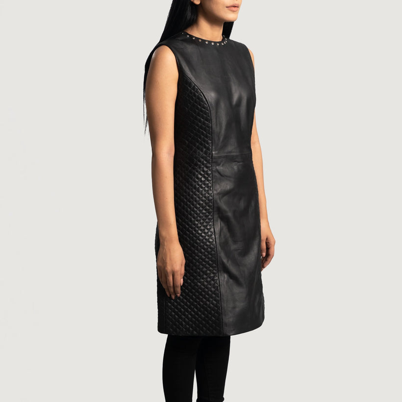 Luxe Черная Leather Dress женская