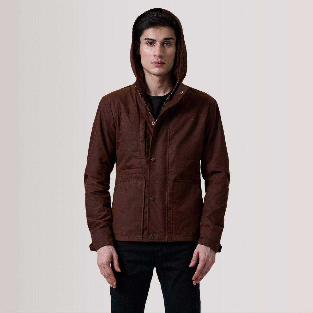 Authentic Waxed Cotton Canvas Grain Texture &amp; Heavy-Duty Seam Stitching Detail