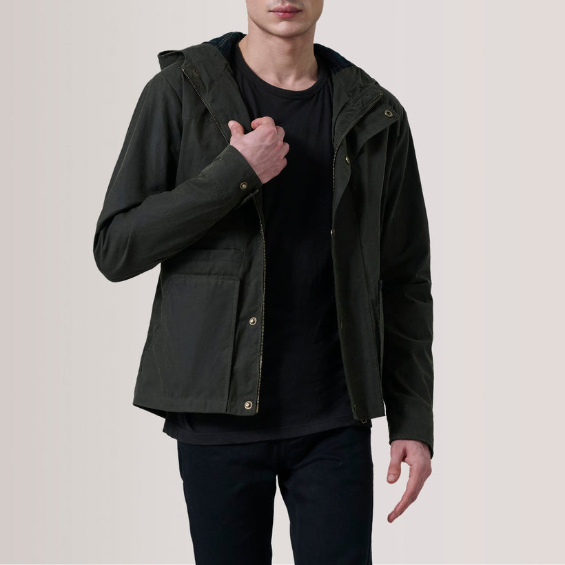 Marlo Olive Canvas Hooded Work Кожаная куртка мужская