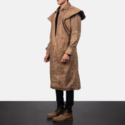 
Distressed Brown Sheepskin Snuffed Suede Jacket - Вид сзади, подчеркивающий посадку по плечам и ровный край