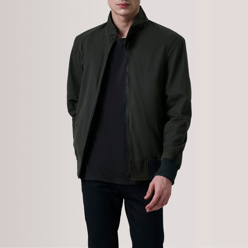 Morrison Olive Canvas Кожаный бомбер мужская