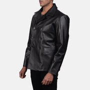 
Black Cowhide leather Blazer - Вид сзади, подчеркивающий посадку по плечам и ровный край