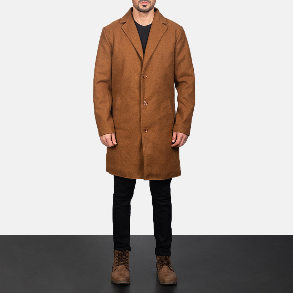 
Petrillo Khaki Wool Single Breasted Кожаное пальто для Мужчин in Khaki Synthetic Wool - Вид спереди и приталенный силуэт | Купить в официальном онлайн-магазине