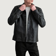 
Scout Черный Leather Shirt для Мужчин in Black Sheepskin Leather - Вид спереди и приталенный силуэт | Купить в официальном онлайн-магазине