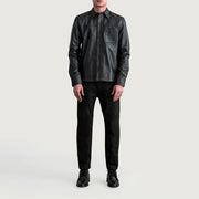 
Крупный план деталей of Shirt & Buttons Hardware on Scout Черный Leather Shirt для Мужчин