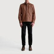 
Крупный план деталей of Shirt & Buttons Hardware on Scout Matte Коричневый Leather Shirt для Мужчин