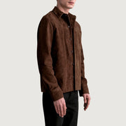 
Brown Goatskin suede Jacket - Вид сзади, подчеркивающий посадку по плечам и ровный край
