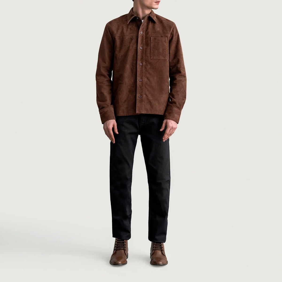 
Крупный план деталей of Shirt & Buttons Hardware on Scout Mocha Suede Leather Shirt для Мужчин для Мужчин