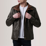 
Sean Коричневый Leather Classic Кожаная куртка для Мужчин - Вид спереди и приталенный силуэт | Купить в официальном онлайн-магазине