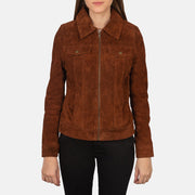 
Brown Goatskin suede Jacket - Вид сзади, подчеркивающий посадку по плечам и ровный край