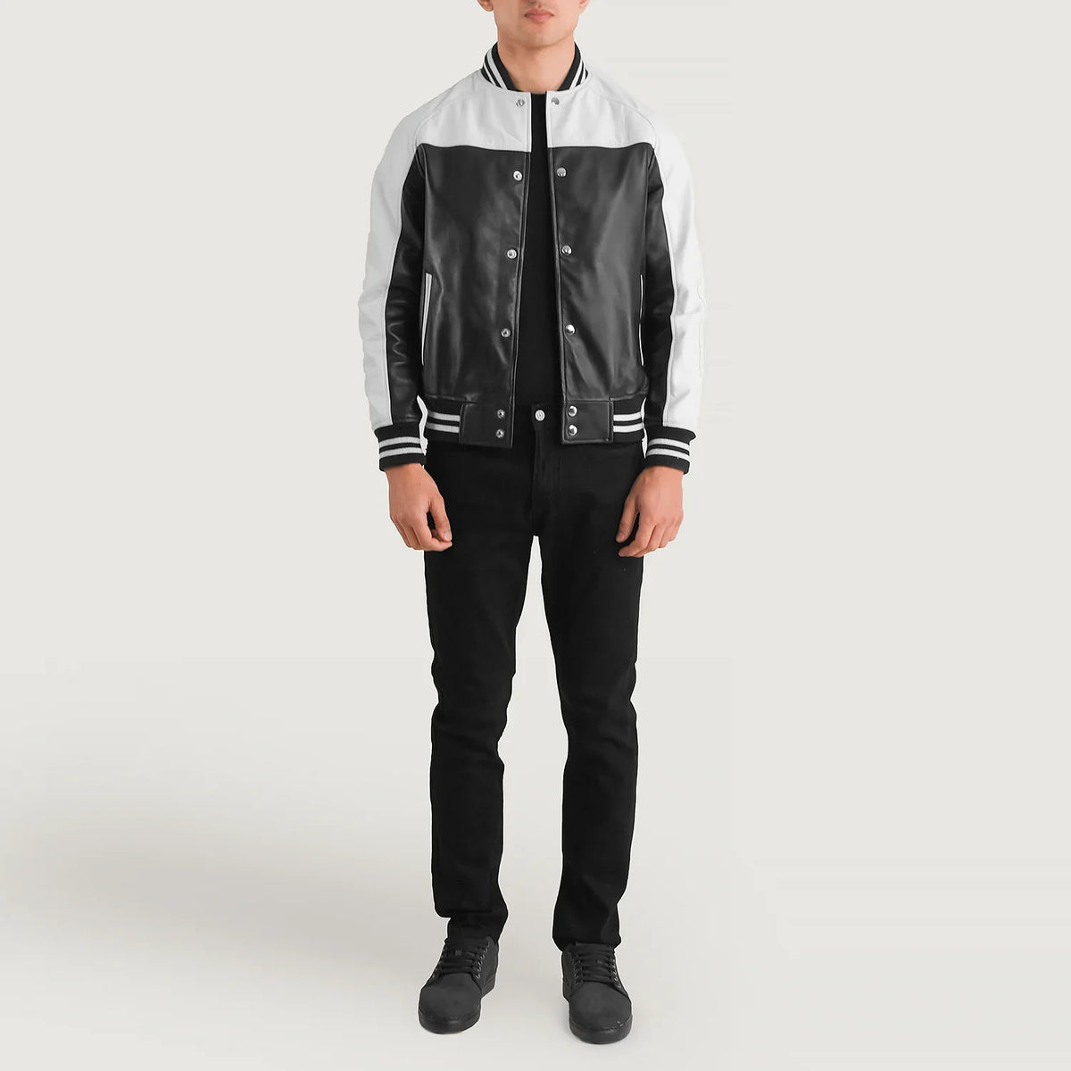 
Terrance Черный Varsity Кожаная куртка для Мужчин – alternate product view 3