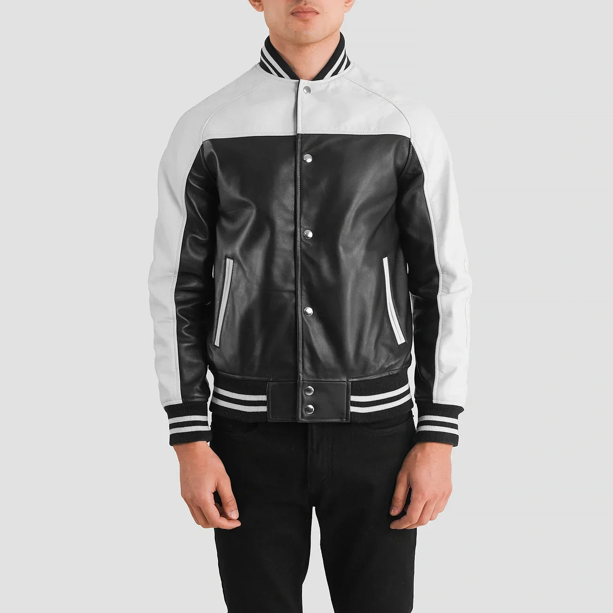 
Terrance Черный Varsity Кожаная куртка для Мужчин – alternate product view 4