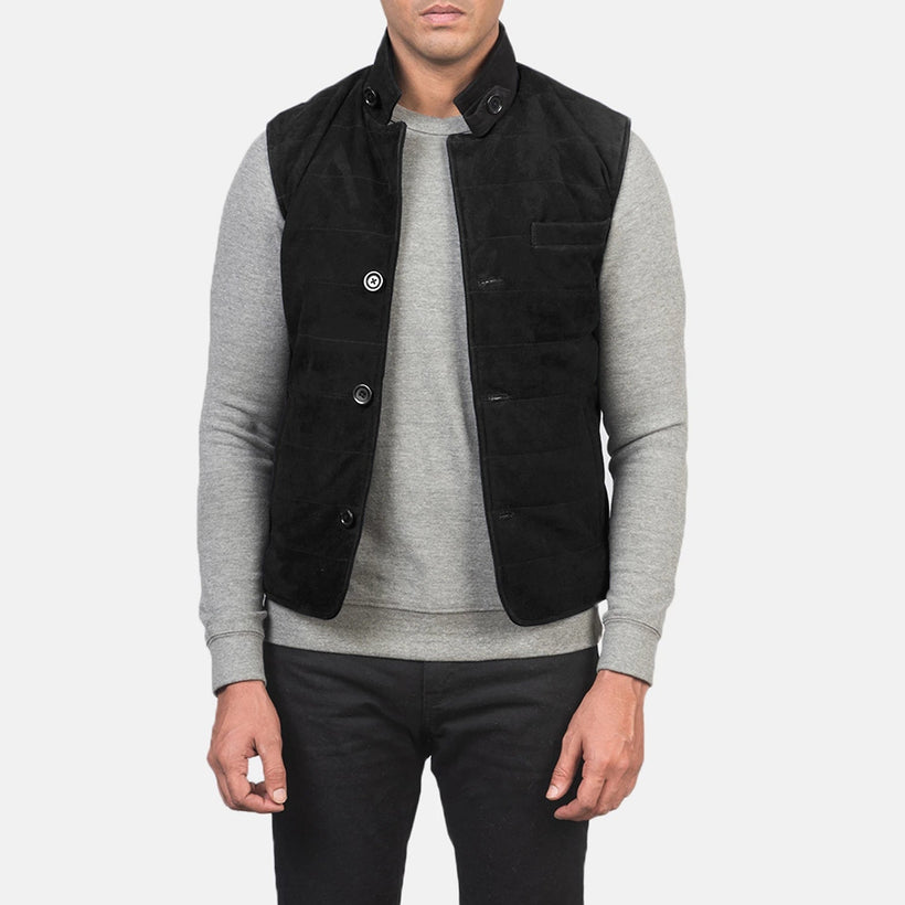 Tony Черная Suede Vest мужская