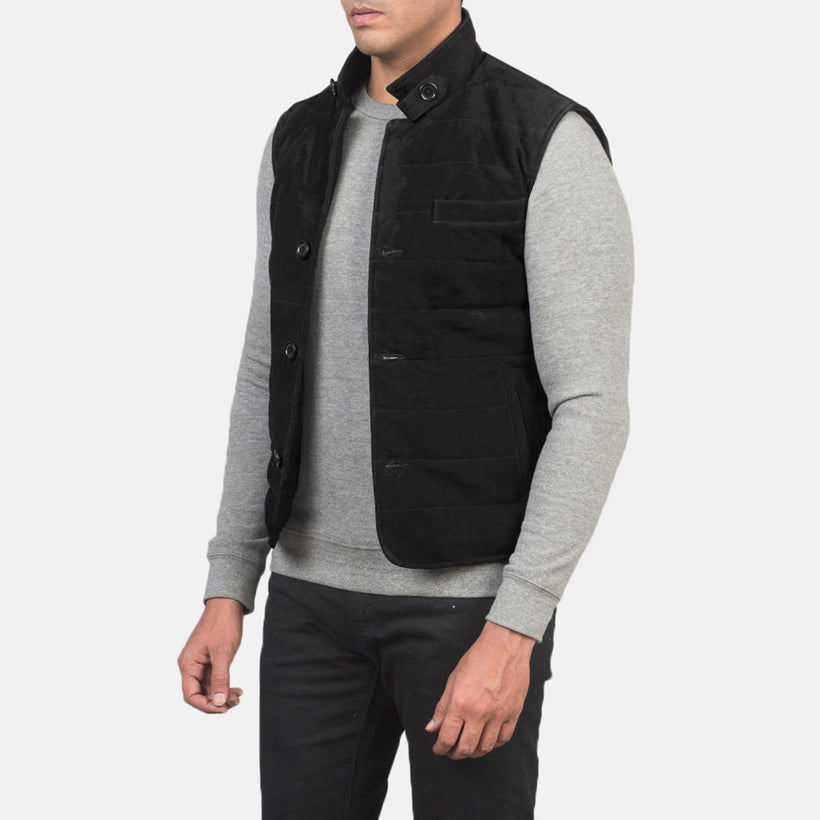Tony Черная Suede Vest мужская