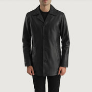 
Urban Slate Черный Кожаное пальто для Мужчин in Black Cowhide (Lt-071) Leather - Вид спереди и приталенный силуэт | Купить в официальном онлайн-магазине
