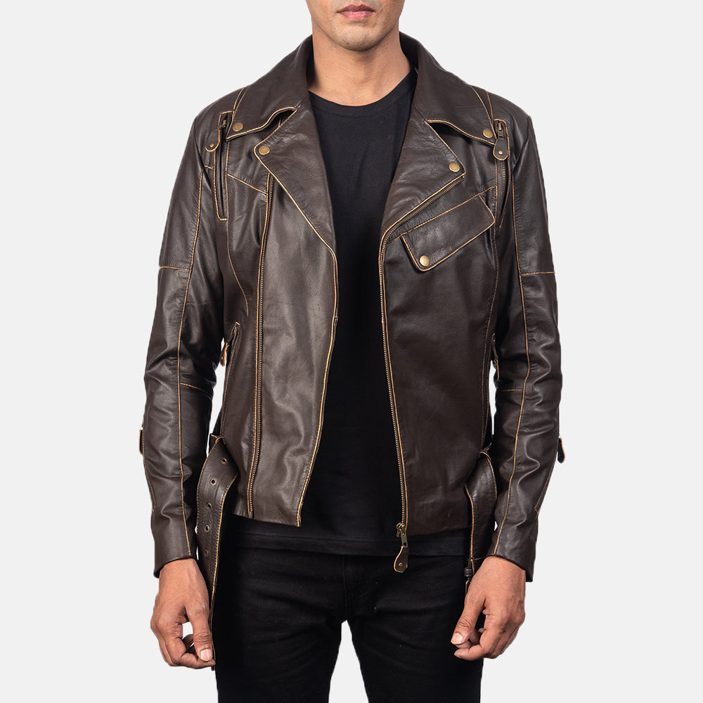 Zipper &amp; Hem Craftsmanship Construction Detail on Vincent Black Leather Biker Jacket