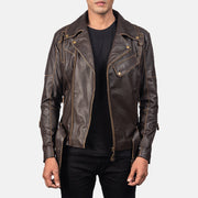 Zipper &amp; Hem Craftsmanship Construction Detail on Vincent Black Leather Biker Jacket