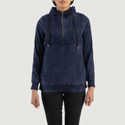 
Zest Blue Hooded Suede Pullover Jacket in Blue Sheepskin Suede - Вид спереди и приталенный силуэт | Купить в официальном онлайн-магазине